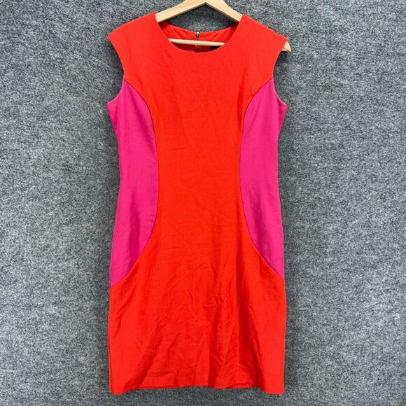 Ronni Nicole Dress Women 8 Red Sheath Midi Zipper Lined Sleeveless Crew Neck - Picture 1 of 7